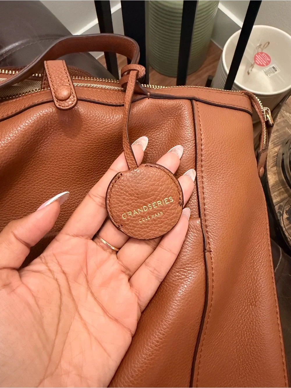 Cole Haan Tan Leather Convertible Backpack Tote